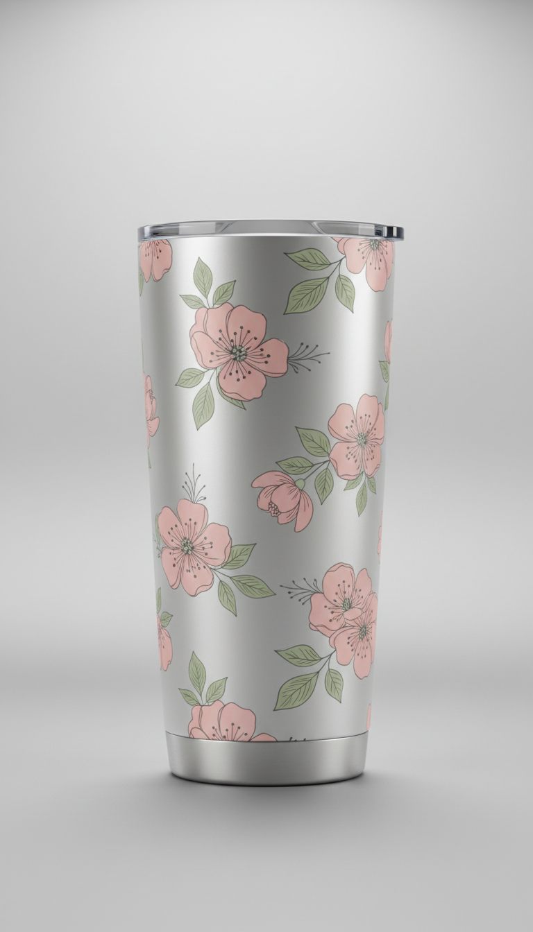 Floral Motif Matte Tumbler