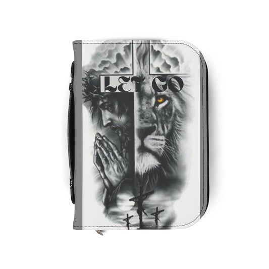 Let God cross, praying Jesus and lion Bible Cover | Stairs to Heaven Christian design