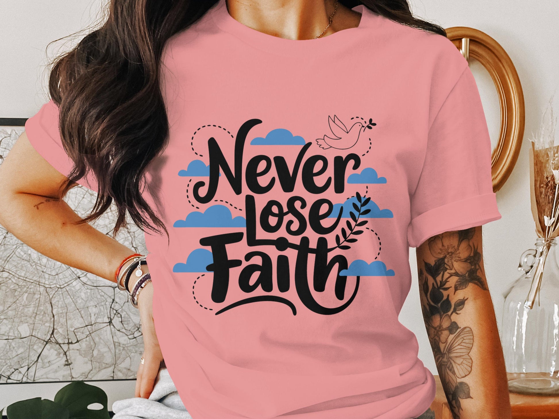 Never Lose Faith Graphic Printed Pink T-Shirt product